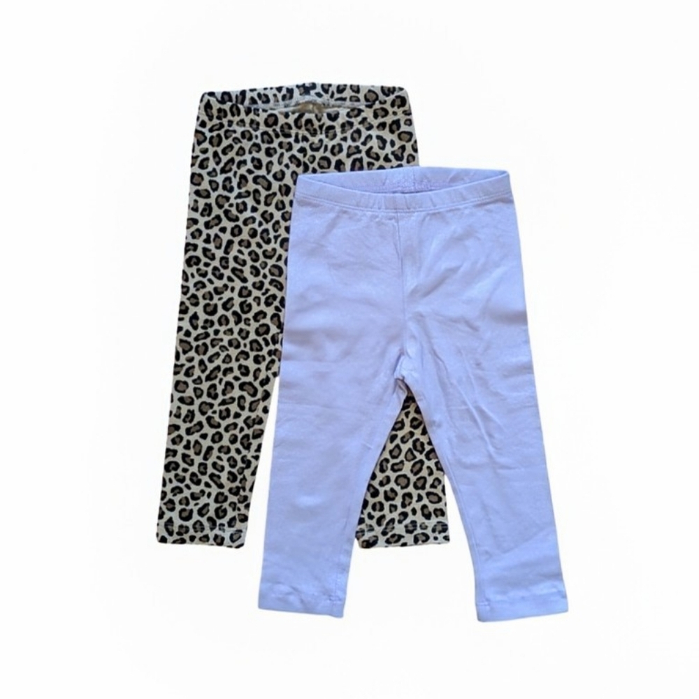 NWOT! ON Jersey Lavender Shimmer and Leopard Leggings Set  - Size 18-24M